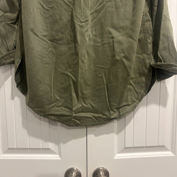 Anthropologie Olive Green Denim Button Down Shirt/Jacket Women’s Size 0 - Picture 10 of 13